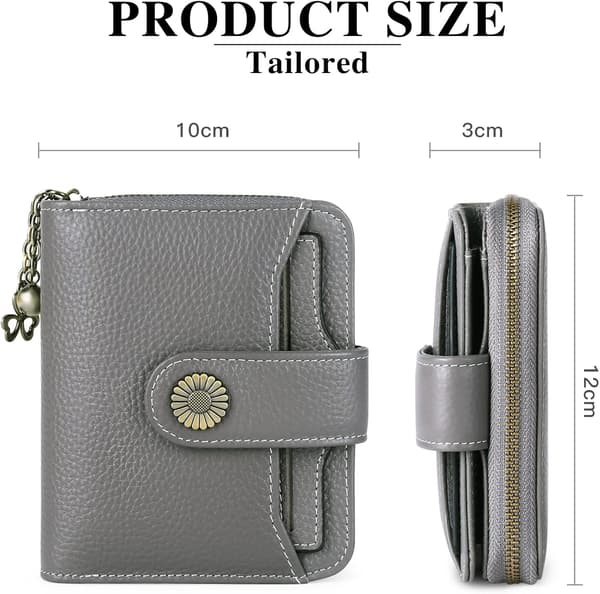 Plånböcker för kvinnor Äkta läder Liten Bifold Kompakt Damplånbok med RFID-skydd Dark Grey