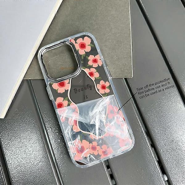 Telefoncover til iPhone 15 Pro Max med mønsterdesign, spejl overflade, akryl + TPU