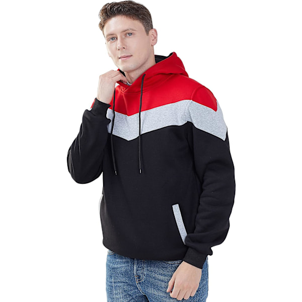 Herre Nyhet Fargeblokk Hoodies Koselig Sport Yttertøy #0163_black M