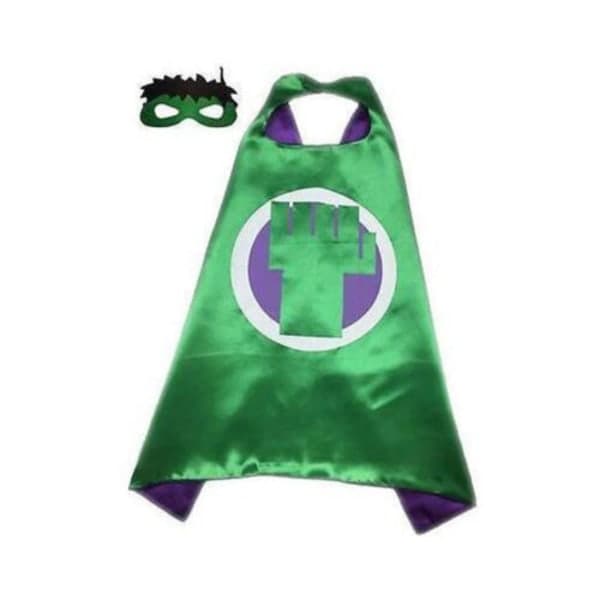 Superhelt Cosplay Kappe + øjenmaske til børn kostume Hulk Kappe + øjenmaske Hulk