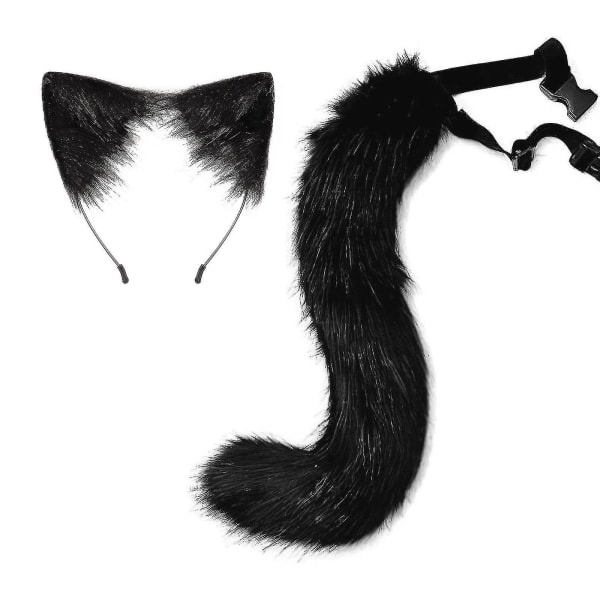 Animal Ears Kawaii Plush Cat Ears Hair Clip Lolita Headdress Halloween Cosplay, Black