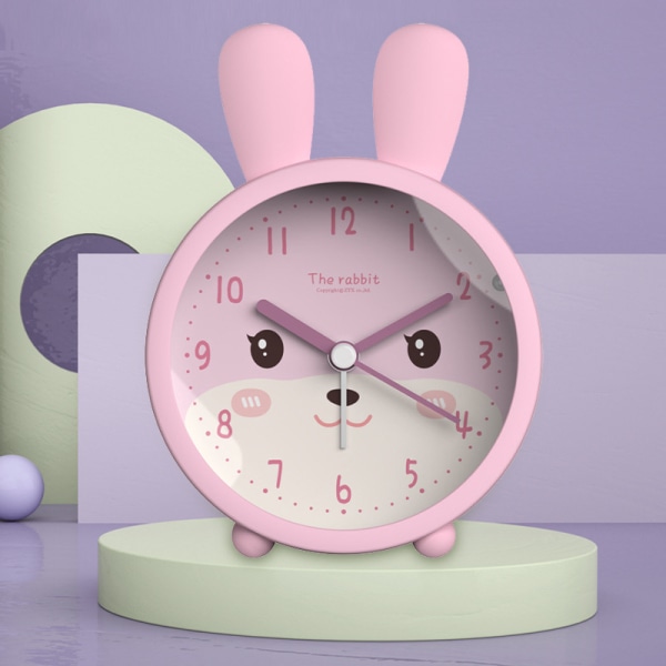Silent Pink Bunny skrivbordsväckarklocka med bakgrundsbelysning pink