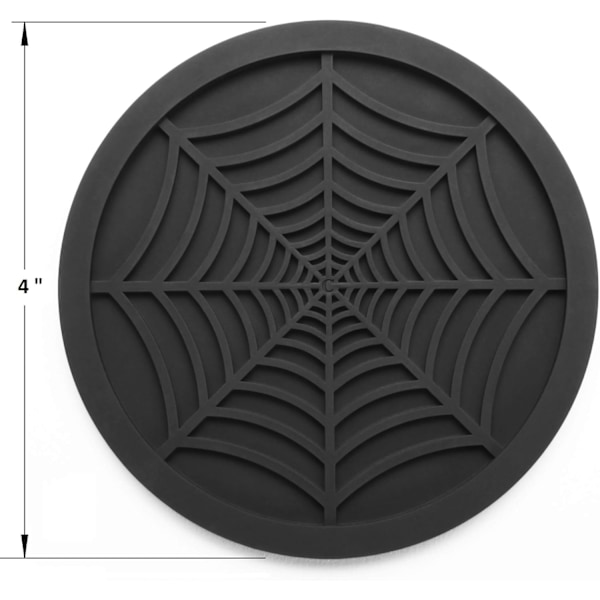 Silikonialuset juomille - 6 kappaleen ainutlaatuinen design Hämähäkkijuoma-alunen, 4 tuuman musta alussetti
