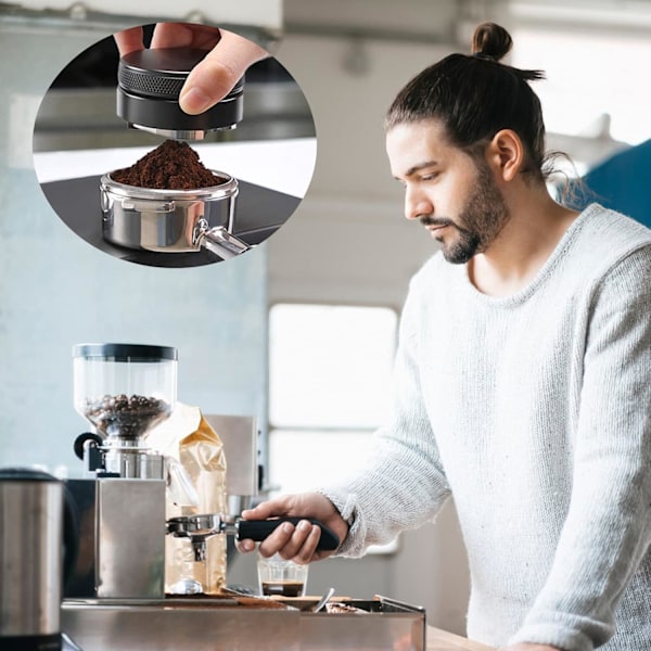 Kaffefordeler, 53mm 304 rustfritt stål kaffenivålerer, malt kaffenivåleringsverktøy, svart 53MM