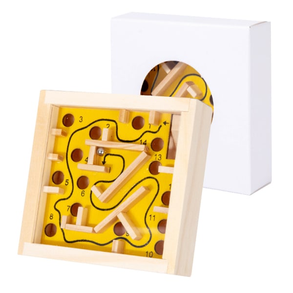 Træ labyrint brætspil Montessori legetøj marmor labyrint voksne børn og teenagere intelligens kugle kugle balance koncentrationsspil pædagogiske legetøj yellow