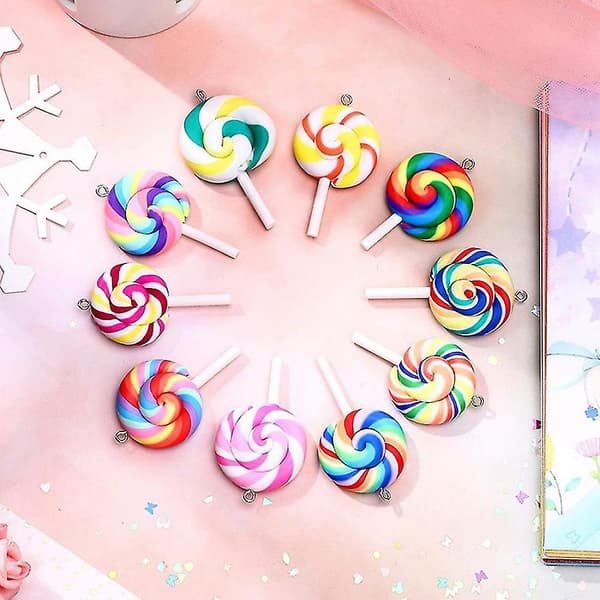 Färgglada Lollipop Lerhänge Lollipop För DIY Handgjorda Hantverk (30 Stycken)