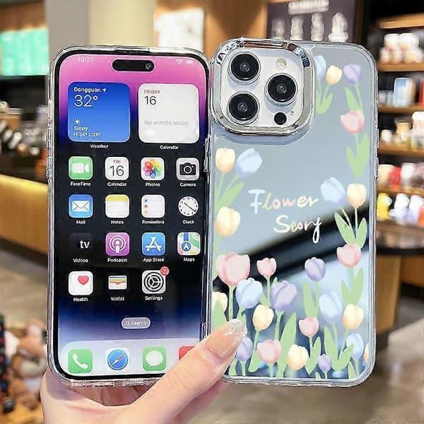 För iPhone 15 Pro Max Mobilskal Mönsterdesign Spegelyta Akryl+TPU Mobilskal