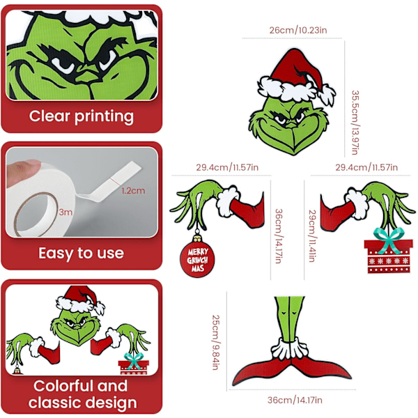 Grinch Julepynt, Topp til Juletreet, Juledekorasjoner, Innendørs Hjemmepynt, Julefestutstyr