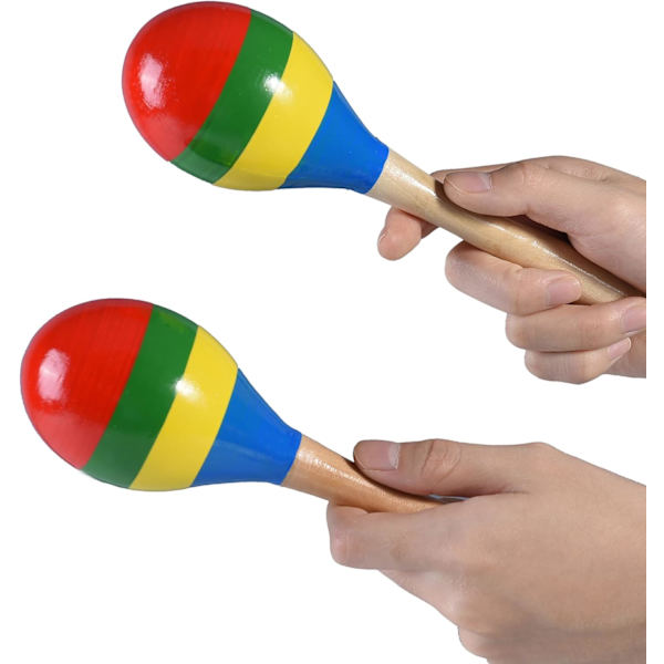 Maracas Hand Percussion Rattles, Trä Rumba Shaker Musikinstrument för Barn Vuxna, Set med 2