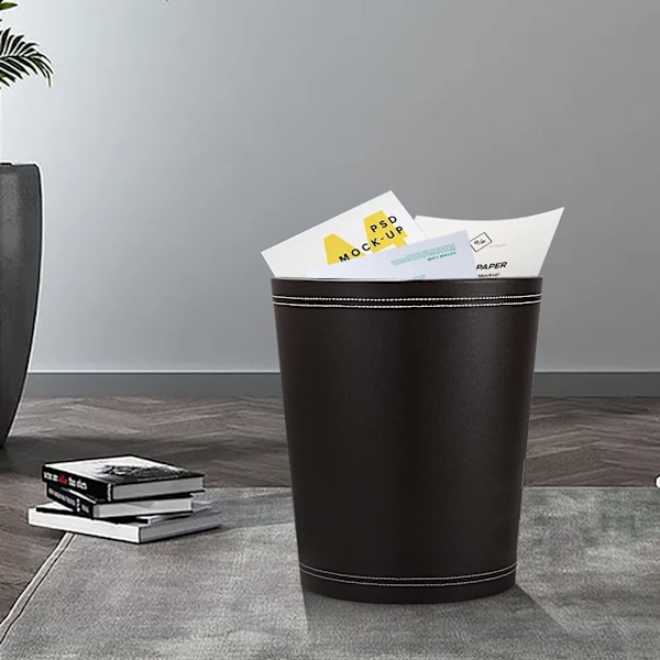 Klassisk Avfallskorg i Läder, Kreativ Papperskorg, Förvaringskorg för Kontor, Hem och Exklusiva Hotell.