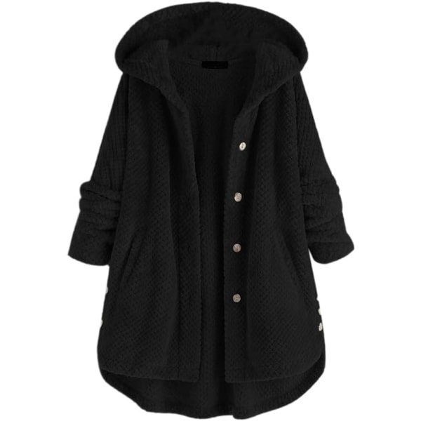 Svart XL plus size luvtröja i fleece för kvinnor black XL
