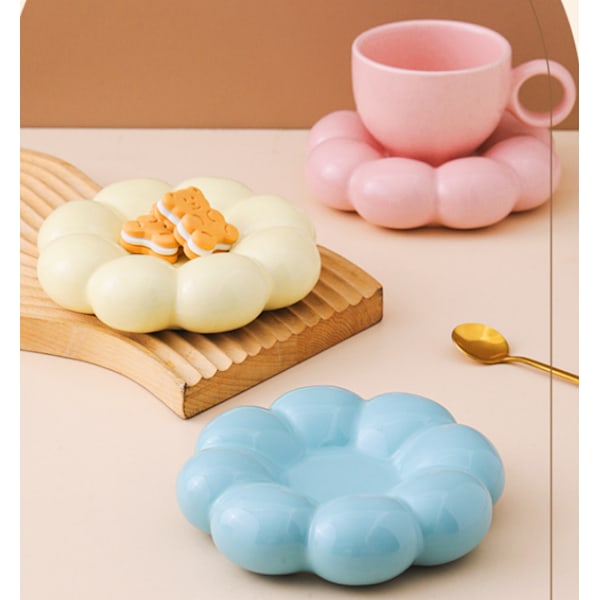 Søt nordisk ins macaron utsøkt kreativ solsikke keramisk kopp med underkopp egnet for kontor og hjemmebruk Lemon Yellow