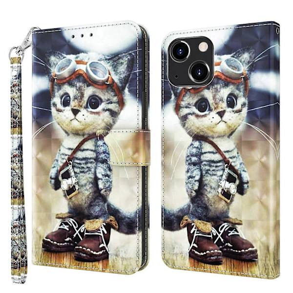 3D-malet læder telefoncover til iPhone 14 Plus