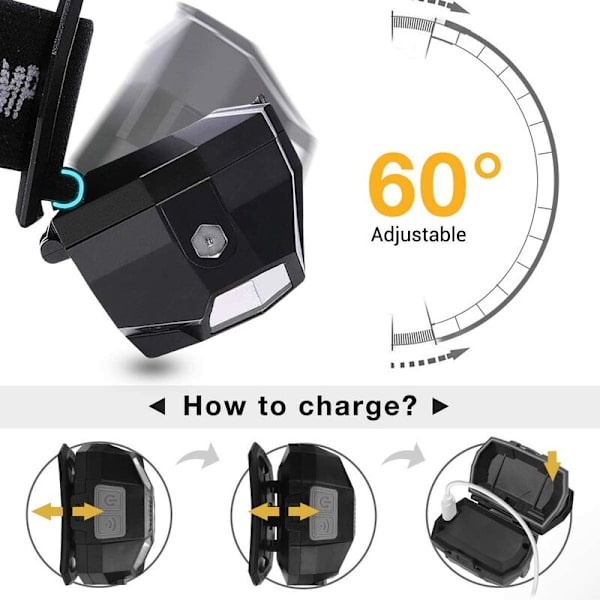 101 modell Goshawk Induktionsstrålkastare XPE lampa starkt ljus vattentät Induktionsstrålkastare USB-laddning, för vardagsrum