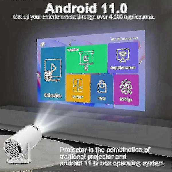 5G 4K Projektor Smart HD LED WiFi Bluetooth HDMI. USB Android Kontor Hemmabio