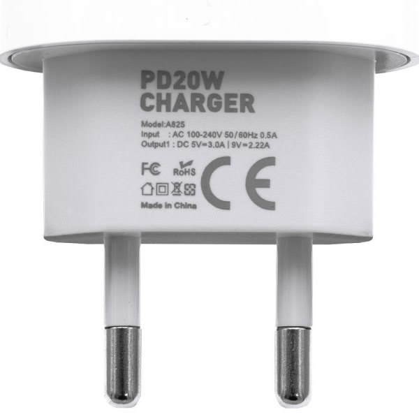 Laddare - Snabbladdare - Adapter + Kabel 20W USB-C 2m Kabel Vit 3-pack