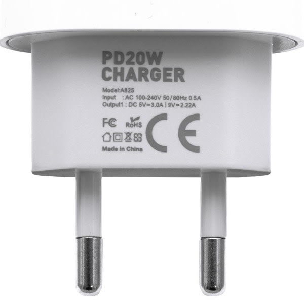 Lader - Hurtiglader - Adapter + Kabel 20W USB-C 2m Kabel Hvit 3-pakning