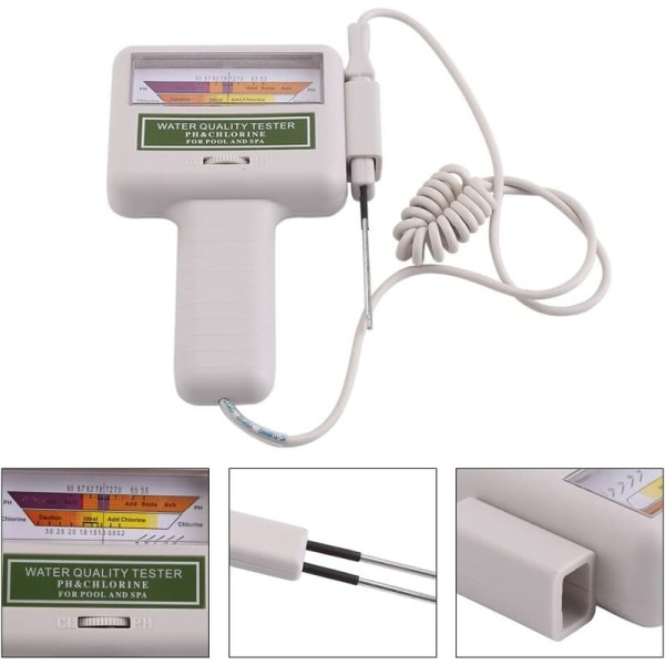 Bærbar klorniveautester 2-i-1 pH og Cl2 klorniveau vandkvalitetsanalysator Tester Monitor vit