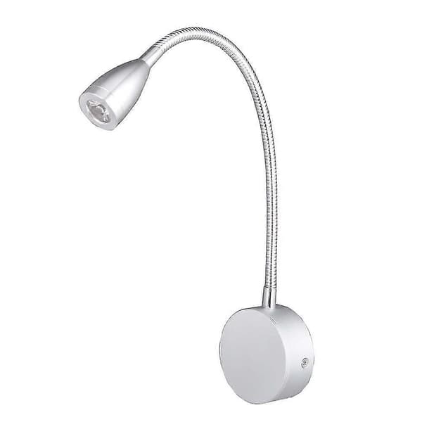 Svanhals Sengelampe, LED Seng- og Leselys med Svanhals, Veggmontering, 3 W, Kaldhvit