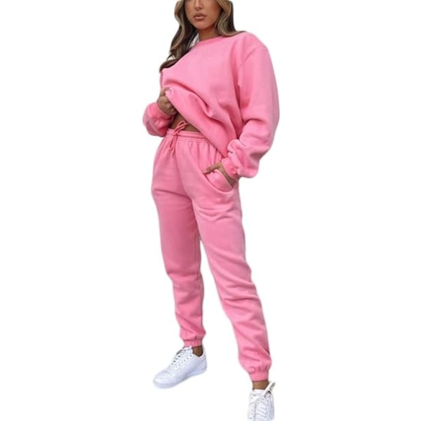 Pink pullover og joggingbukser /M peach M