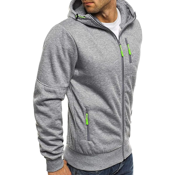 Herrar Hoodies Sweatshirt Zip Up Lätta Jackor 2 Grey M