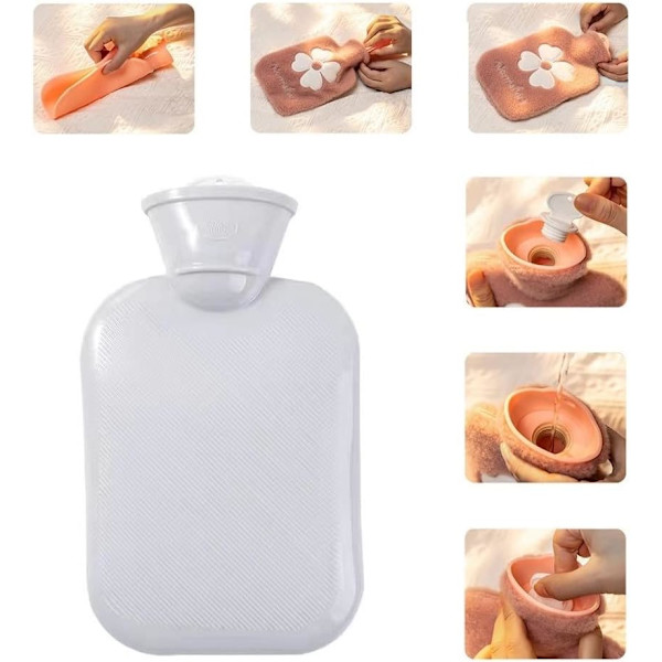 Varmvattenflaska med lock, 500 ml, liten, bärbar, minivarmvattenflaska, perfekt present till kvinnor, seniorer och barn (blå)