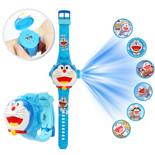 Barnprojektionsklocka, barnklockleksak, födelsedags- och årsdagspresent, leksakspresent Doraemon
