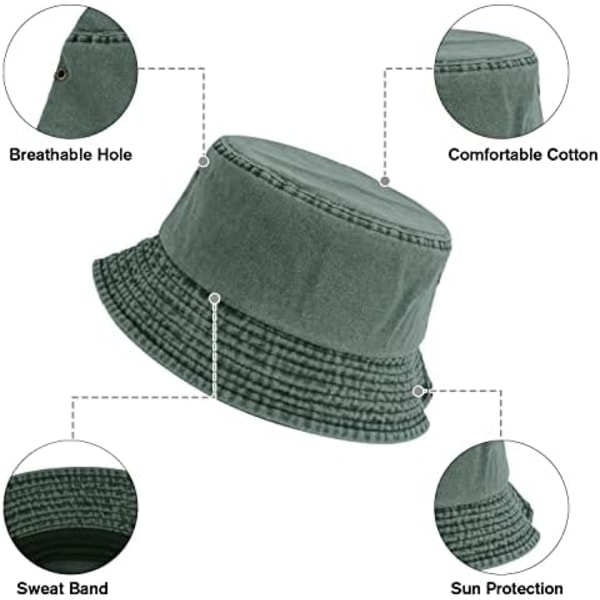 Paket Tvättade Bomulls Bucket Hats Hopfällbar Sommarhatt Rese Strand Solhatt Enfärgade För Män Kvinnor