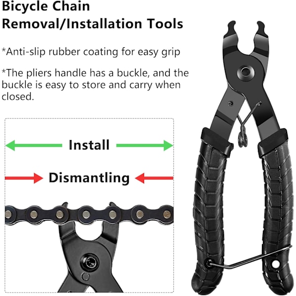 Cykelkedjeverktygssats, cykelkedjebrytare, kedjetång, kedjetestare och 3 par cykelkedjor