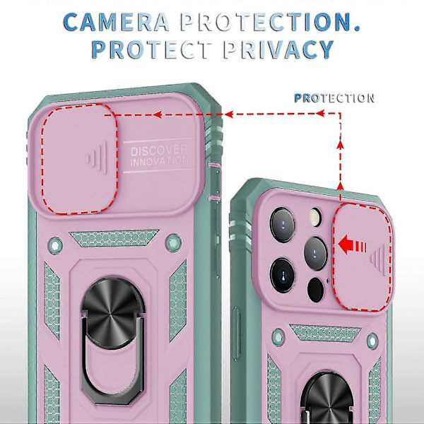 Til Iphone 13 Pro Max Militær Skydevindue Beskyttelsesetui Pink/Grå Grøn