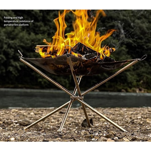 Bærbar bålpanne med kamuflasjemønster - sammenleggbar bålrist - Camping BBQ Grill for oppvarming 41*41*36cm