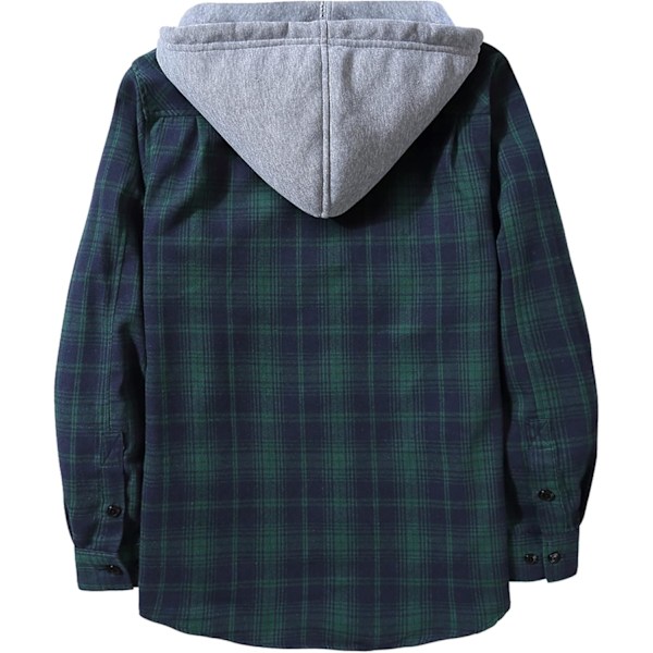 Herreskjorte med rutete mønster, langærmet skjorte med lomme, knappelukning, ternet skjortejakke i flanell, regular fit, 4 sesonger, tømmerhuggerskjorter M-3XL Green Blue M