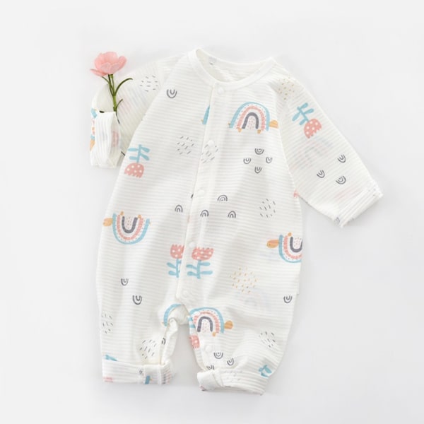 Klær onesie sommer tynn base babykrypende klær med lange ermer Rainbow 66cm