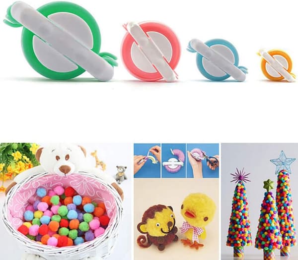 4-pack Ullboll Stickningsverktygssats, Pom Pom-maskin