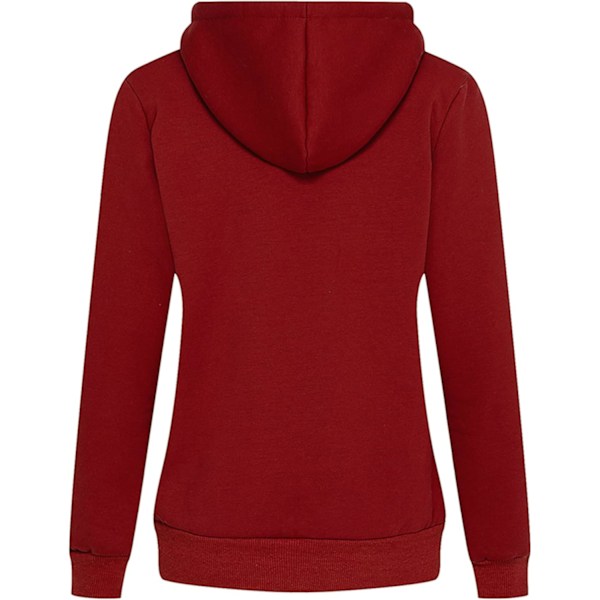 Damer Casual Vinter Varm Tykk Jakke Full Zip Up Hoodie Genser for Kvinner S Wine Red