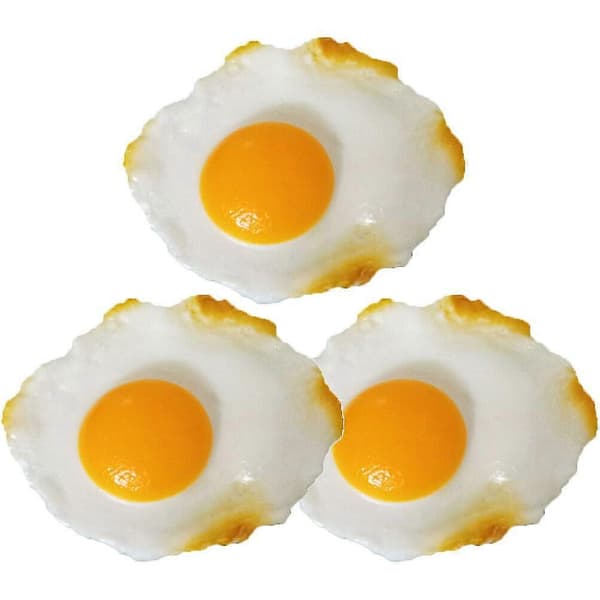 3 stk. Stekte egg-modeller Dekorative egg-modeller Matdekorasjon Simulering Stekt egg-dekor