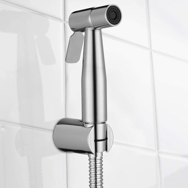 Håndholdt bidet-sprøjte, rustfrit stål børstet nikkel spray kit, badeværelse stofble rengøringsmiddel, bærbart rustfrit brusehoved Handheld spray gun + metal tube