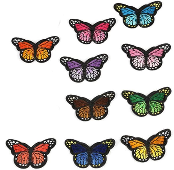10 Tøjlapper til Strygning eller Syning, Butterfly Patch Stickers