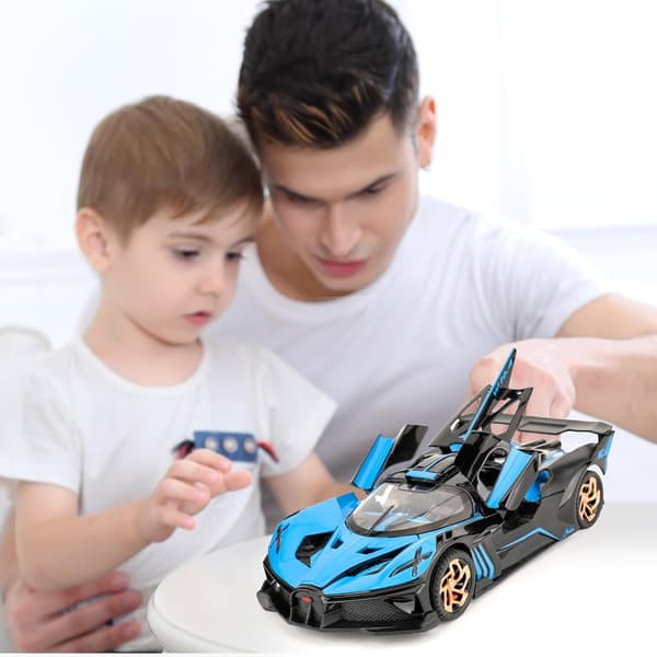 TGRCM-CZ Bugatti Bolide 1/32 Skala Støpt Modellbil Sink Legering med Lyd og Lys Gave til Barn Gutter Jenter Blå Blue
