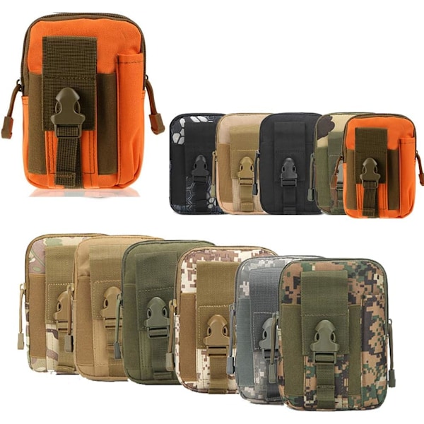 ZhaoCo Tactical Molle-pussi, kompakti monikäyttöinen vyöpussi, sotilasarmeijan EDC-pussi, vyölaukku urheiluun, vaellukseen, retkeilyyn Orange