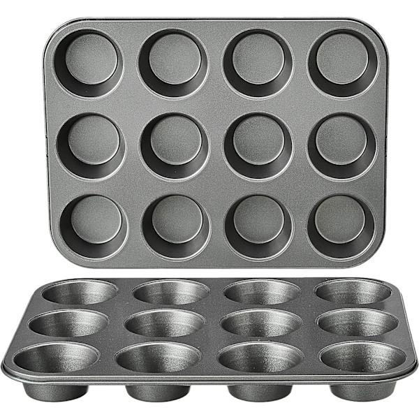 Non-stick Rund Muffinplåt i Kolstål, 2-Pack, Grå