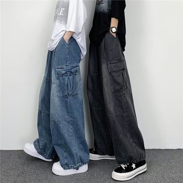 Sorte baggy jeans Dame denim overalls /L black L