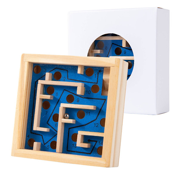 Træ labyrint brætspil Montessori legetøj marmor labyrint voksne børn og teenagere intelligens kugle kugle balance koncentrationsspil pædagogiske legetøj blue