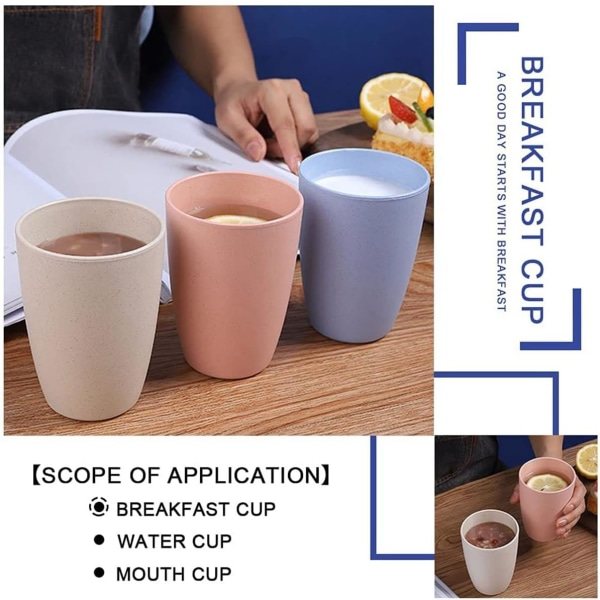 Set med 5 muggar, plastkopp, kaffekopp, porslin, tål maskindisk och mikrovågsugn