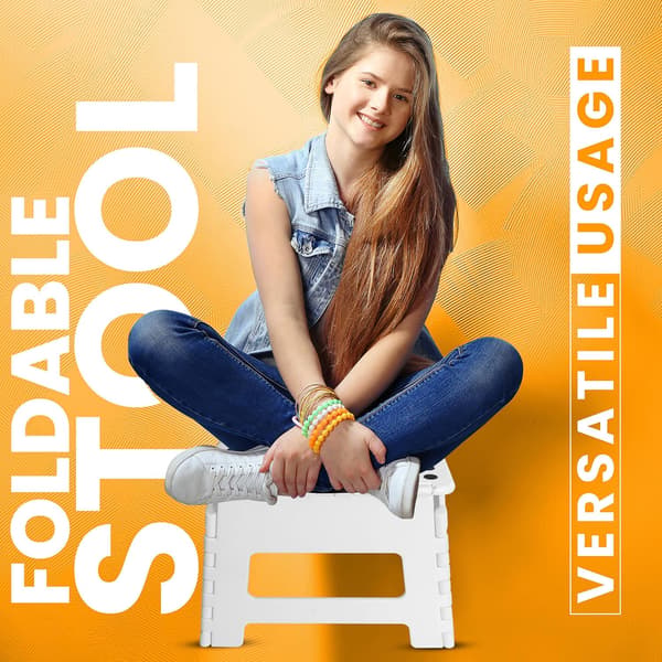 Fällbar Trappsäte - 23cm Hög Fällbar Trappsäte för Barn och Vuxna, 136kg Belastning Fällbar Trappsäte (Vit, 1-pack)