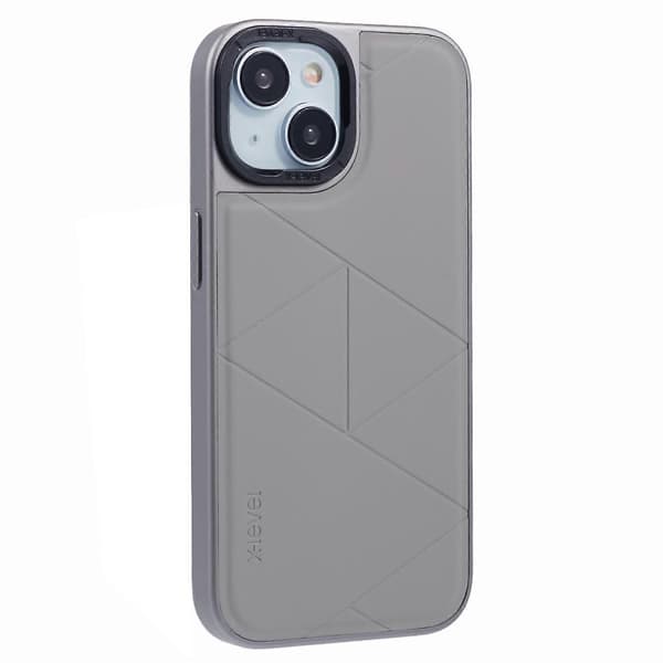 Støtsikkert geometrisk PU-skinn bakdeksel til iPhone 15