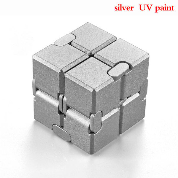 Decompression Toys Premium Metal Infinity Cube Portable Black Silver silver