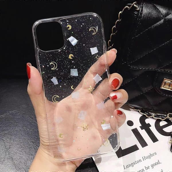 ForFor iPhone 12 mini Måne Stjärna Skal Glitter Epoxi TPU Mobilskal