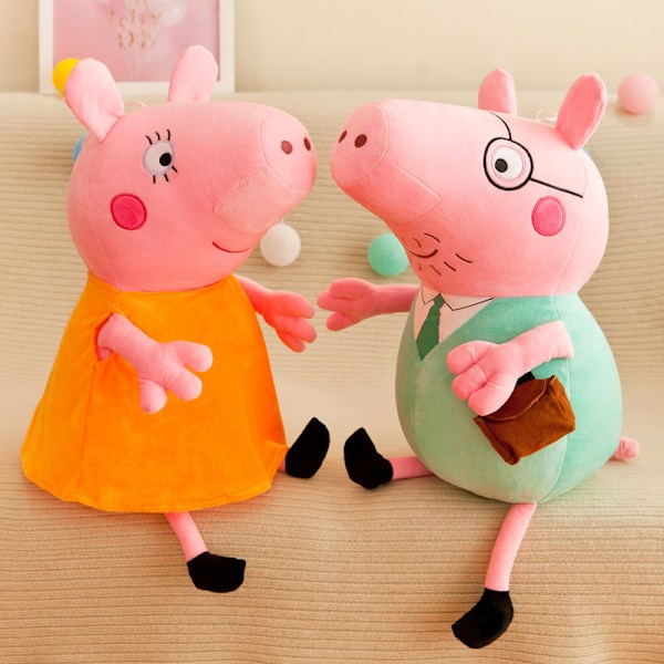 Peppa Gris Familie af fire plystofte legetøjsdukker lyserød gris Peppa dukke børns feriegave dukke 30CM Page