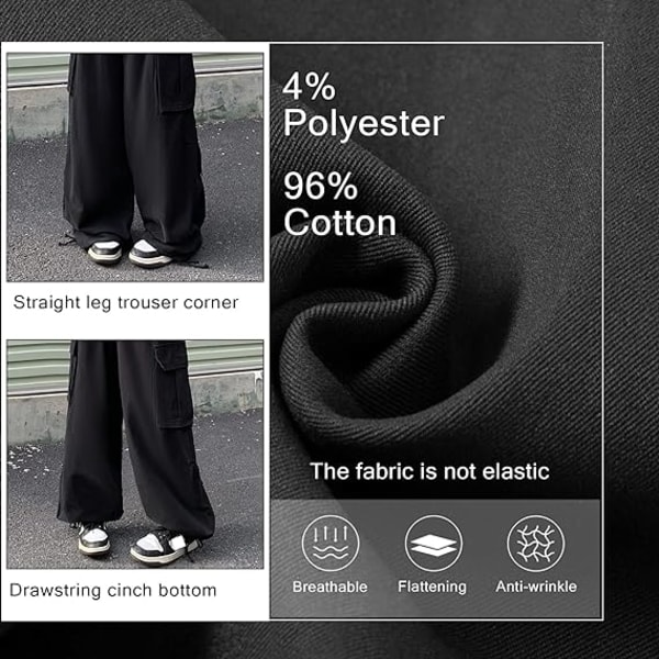 Sorte baggy overalls Vintage Gothic højtaljede bukser med lige ben /3XL black 3XL
